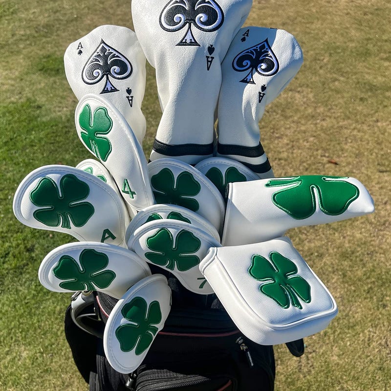 barudan golf Lucky Shamrock Heel Shaft Mallet Cover Square Mallet Putter Cover Headcover Magnetic for Scotty Cameron 6M DB Taylormade Spider S Ping White Pu Leather Made for Golfer Men - Image 3